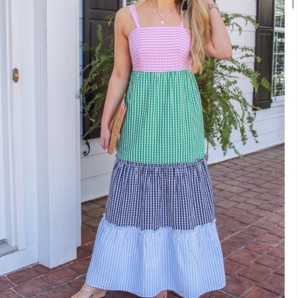 Crown & Ivy gingham maxi dress